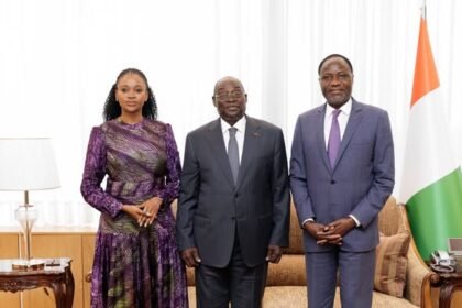développement:Le Vice-Président de la Côte d'Ivoire, Tiémoko Meyliet Koné, lors d'entretiens officiels au Palais de la Présidence à Abidjan en mars 2026, où il a discuté des partenariats miniers stratégiques avec le Botswana et du financement du secteur privé avec la SFI.