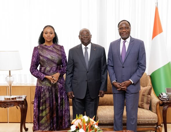 développement:Le Vice-Président de la Côte d'Ivoire, Tiémoko Meyliet Koné, lors d'entretiens officiels au Palais de la Présidence à Abidjan en mars 2026, où il a discuté des partenariats miniers stratégiques avec le Botswana et du financement du secteur privé avec la SFI.