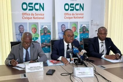 Intégrité : des responsables de l'Office du Service Civique National (OSCN) lors du lancement officiel du Parcours Citoyen 2026 à Abidjan le 27 mars 2026, annonçant la sélection de 900 élèves pour le programme national de formation civique et citoyenne.